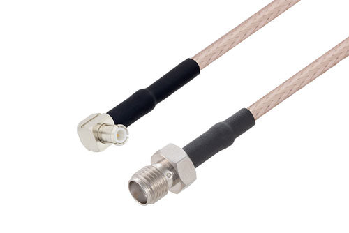 MCX Plug Right Angle to SMA Female Cable Using RG316 Coax with HeatShrink, LF Solder