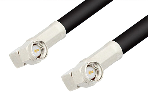 SMA Male Right Angle to SMA Male Right Angle Cable 48 Inch Length Using 75 Ohm RG59 Coax, RoHS