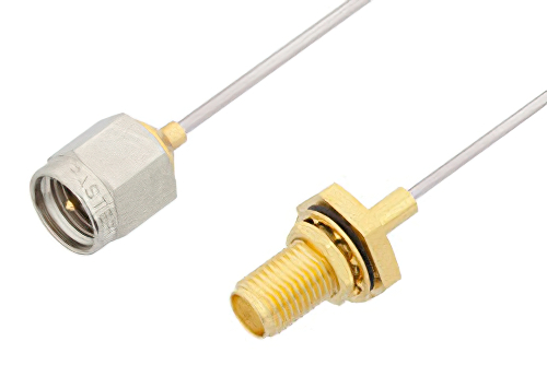 SMA Male to SMA Female Bulkhead Cable 12 Inch Length Using PE-SR047AL Coax
