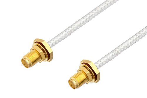 SMA Female Bulkhead to SMA Female Bulkhead Cable 60 Inch Length Using PE-SR402FL Coax, LF Solder, RoHS