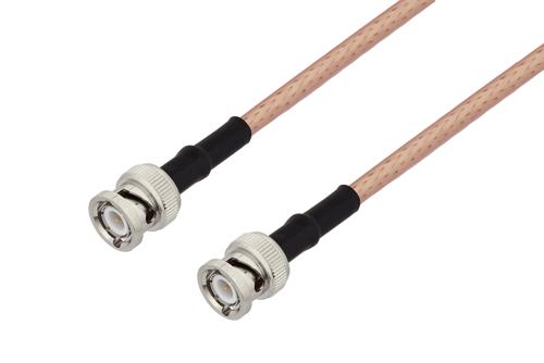 BNC Male to BNC Male Low Loss Cable Using PE-P195 Coax with HeatShrink, LF Solder
