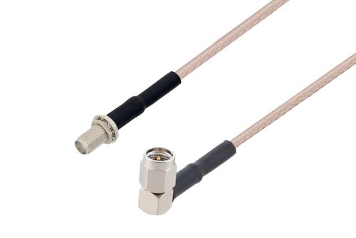 SMA Male Right Angle to SMA Female Bulkhead Cable Using RG316-DS Coax with HeatShrink