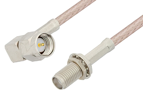 SMA Male Right Angle to SMA Female Bulkhead Cable 72 Inch Length Using RG316-DS Coax, RoHS
