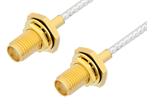 SMA Female Bulkhead to SMA Female Bulkhead Cable 60 Inch Length Using PE-SR405FL Coax
