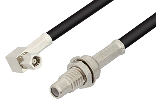 SMC Plug Right Angle to SMC Jack Bulkhead Cable Using RG174 Coax