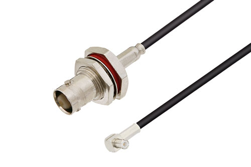 BNC Female Bulkhead to MCX Plug Right Angle Cable Using RG174 Coax