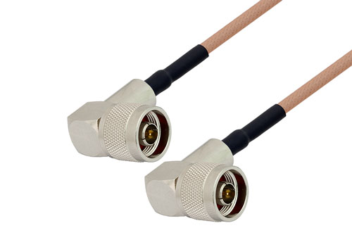N Male Right Angle to N Male Right Angle Cable Using RG400 Coax with HeatShrink and 270 Deg. Clock