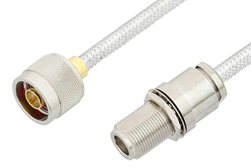 N Male to N Female Bulkhead Cable Using PE-SR401FL Coax, RoHS