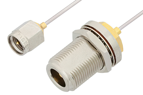 SMA Male to N Female Bulkhead Cable 36 Inch Length Using PE-SR047AL Coax