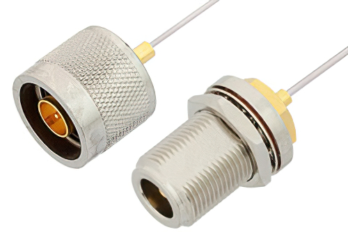 N Male to N Female Bulkhead Cable 18 Inch Length Using PE-SR047AL Coax