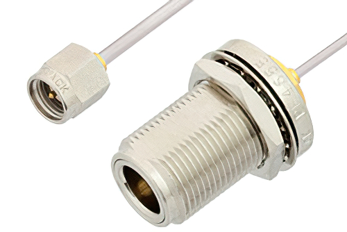 SMA Male to N Female Bulkhead Cable 60 Inch Length Using PE-SR405AL Coax