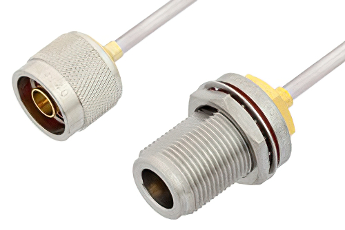 N Male to N Female Bulkhead Cable 6 Inch Length Using PE-SR402AL Coax