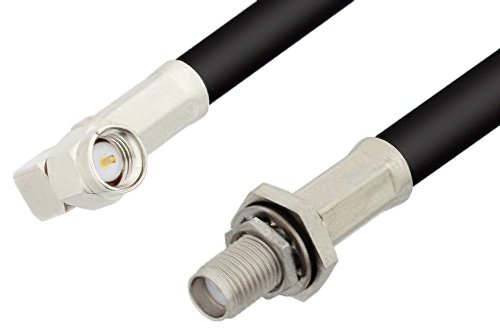 SMA Male Right Angle to SMA Female Bulkhead Cable Using 75 Ohm RG59 Coax