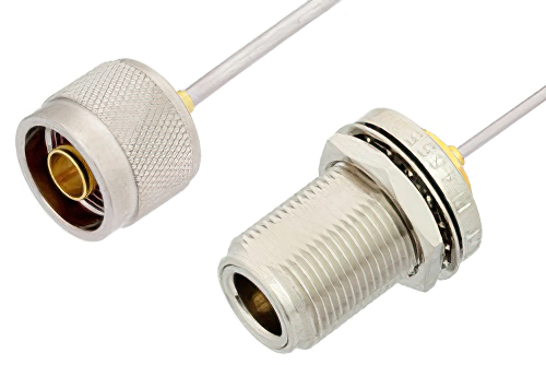 N Male to N Female Bulkhead Cable 18 Inch Length Using PE-SR405AL Coax