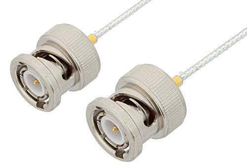 BNC Male to BNC Male Cable 12 Inch Length Using PE-SR047FL Coax, RoHS