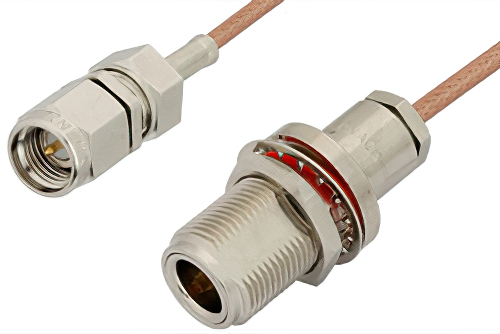 SMA Male to N Female Bulkhead Cable 48 Inch Length Using RG178 Coax