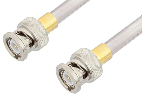 BNC Male to BNC Male Cable 18 Inch Length Using PE-SR401AL Coax , LF Solder