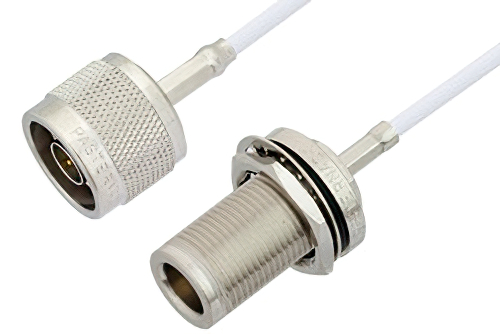 N Male to N Female Bulkhead Cable 24 Inch Length Using RG188 Coax