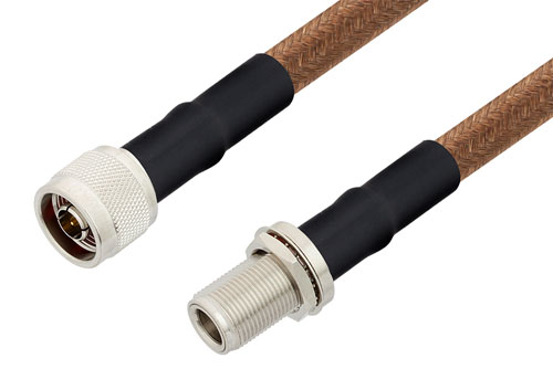 N Male to N Female Bulkhead Cable Using RG225 Coax , LF Solder