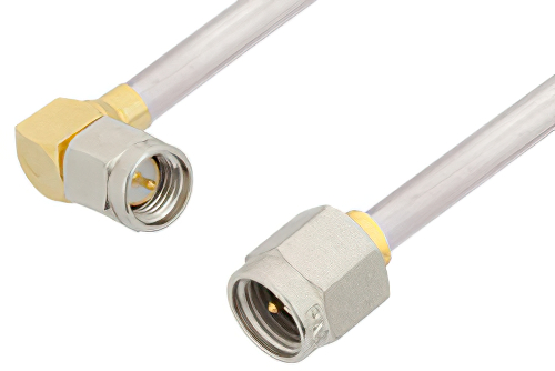 SMA Male to SMA Male Right Angle Cable 12 Inch Length Using PE-SR402AL Coax