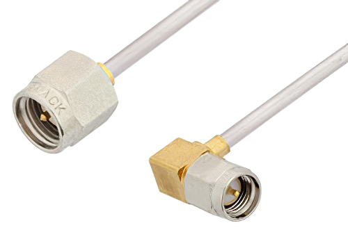 SMA Male to SMA Male Right Angle Cable 24 Inch Length Using PE-SR405AL Coax