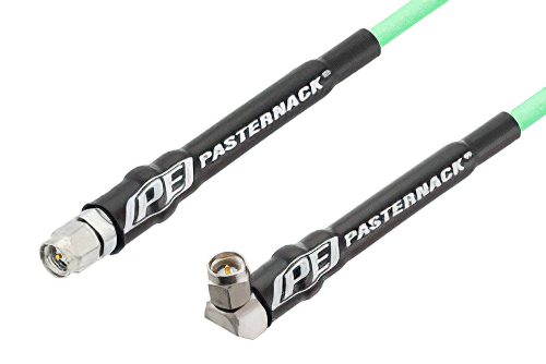 SMA Male to SMA Male Right Angle Low Loss Test Cable 36 Inch Length Using PE-P142LL Coax with HeatShrink, LF Solder