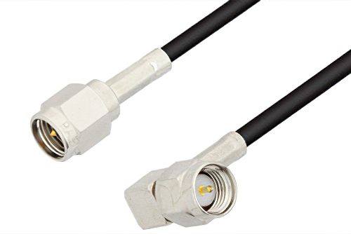 SMA Male to SMA Male Right Angle Cable Using RG174 Coax