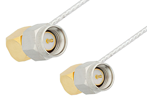 SMA Male Right Angle to SMA Male Right Angle Cable 24 Inch Length Using PE-SR047FL Coax