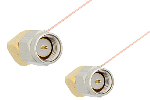 SMA Male Right Angle to SMA Male Right Angle Cable 48 Inch Length Using PE-020SR Coax, RoHS