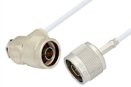 N Male to N Male Right Angle Cable 48 Inch Length Using RG188 Coax, RoHS