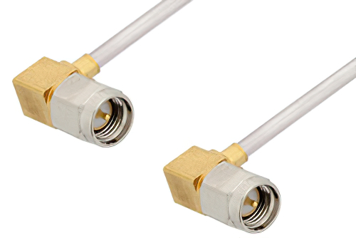 SMA Male Right Angle to SMA Male Right Angle Cable 48 Inch Length Using PE-SR405AL Coax