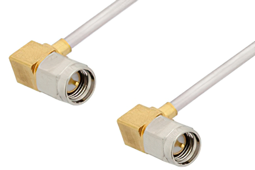 SMA Male Right Angle to SMA Male Right Angle Cable 18 Inch Length Using PE-SR405AL Coax