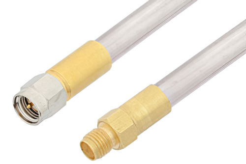 SMA Male to SMA Female Cable 12 Inch Length Using PE-SR401AL Coax , LF Solder