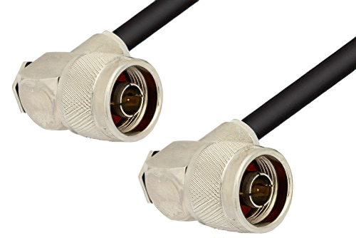 N Male Right Angle to N Male Right Angle Cable 72 Inch Length Using RG174 Coax, RoHS