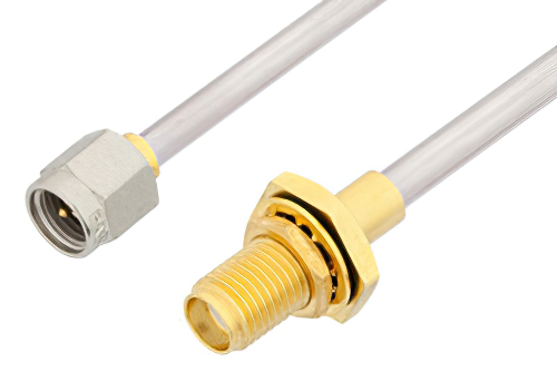 SMA Male to SMA Female Bulkhead Cable 18 Inch Length Using PE-SR402AL Coax