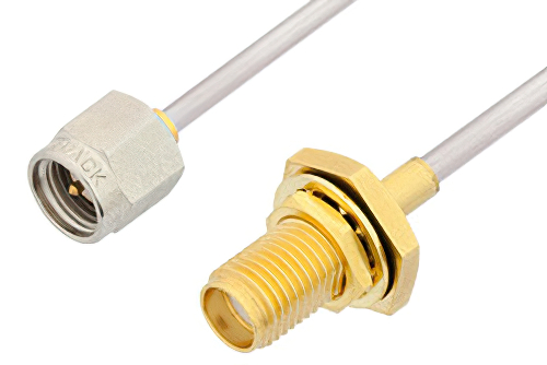 SMA Male to SMA Female Bulkhead Cable 18 Inch Length Using PE-SR405AL Coax