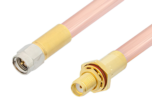 SMA Male to SMA Female Bulkhead Cable 36 Inch Length Using RG401 Coax, RoHS