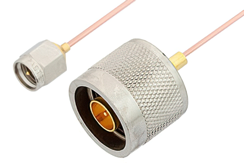 SMA Male to N Male Cable 6 Inch Length Using PE-047SR Coax, RoHS