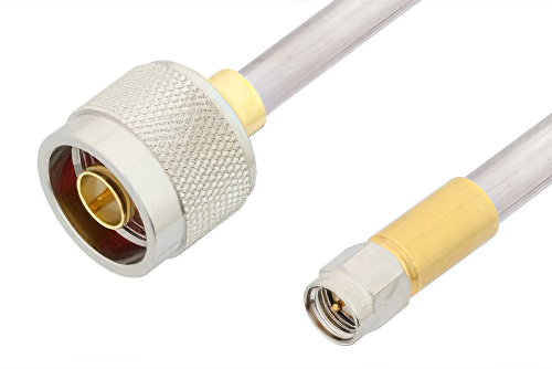 SMA Male to N Male Cable 6 Inch Length Using PE-SR401AL Coax , LF Solder
