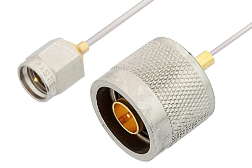SMA Male to N Male Cable 18 Inch Length Using PE-SR047AL Coax
