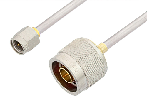 SMA Male to N Male Cable 18 Inch Length Using PE-SR402AL Coax