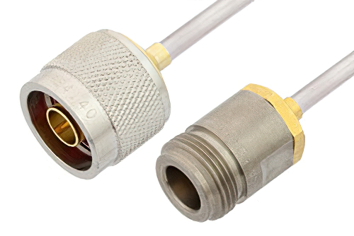N Male to N Female Cable 6 Inch Length Using PE-SR402AL Coax
