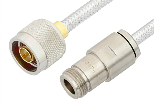 N Male to N Female Cable 6 Inch Length Using PE-SR401FL Coax, RoHS