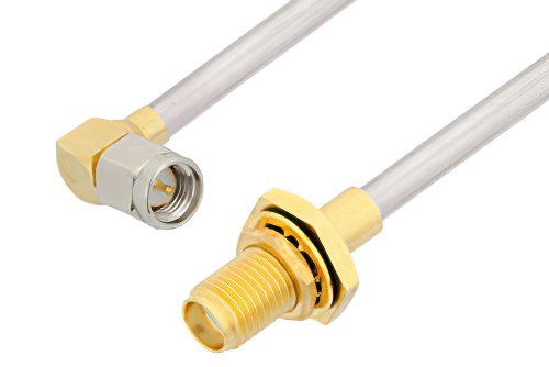 SMA Male Right Angle to SMA Female Bulkhead Cable Using PE-SR402AL Coax