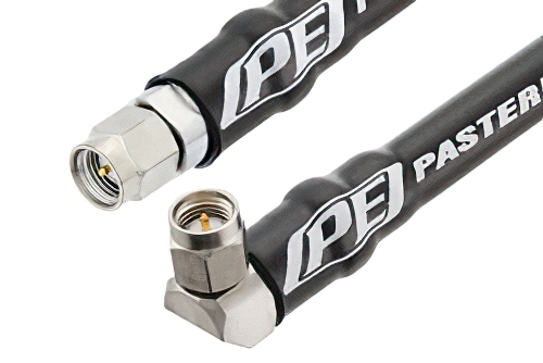 SMA Male Right Angle to SMA Male Cable Using PE-P142LL Coax