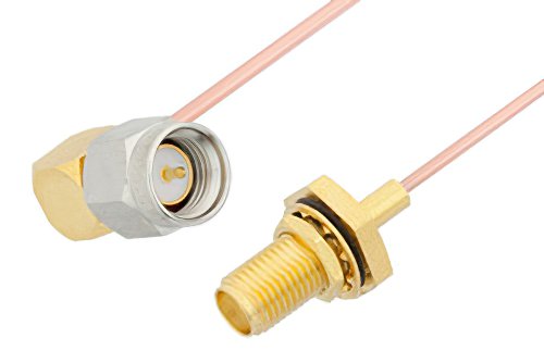 SMA Male Right Angle to SMA Female Bulkhead Cable Using PE-047SR Coax