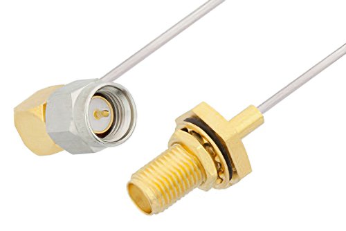 SMA Male Right Angle to SMA Female Bulkhead Cable Using PE-SR047AL Coax