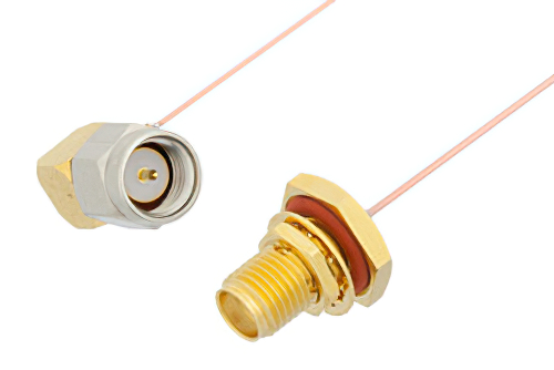SMA Male Right Angle to SMA Female Bulkhead Cable 36 Inch Length Using PE-020SR Coax