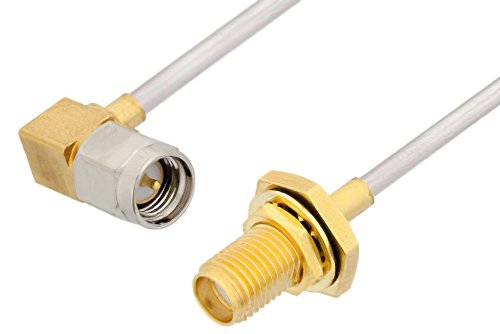 SMA Male Right Angle to SMA Female Bulkhead Cable Using PE-SR405AL Coax