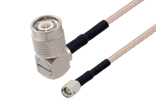 TNC Male Right Angle to SMA Male Cable Using RG316-DS Coax with HeatShrink
